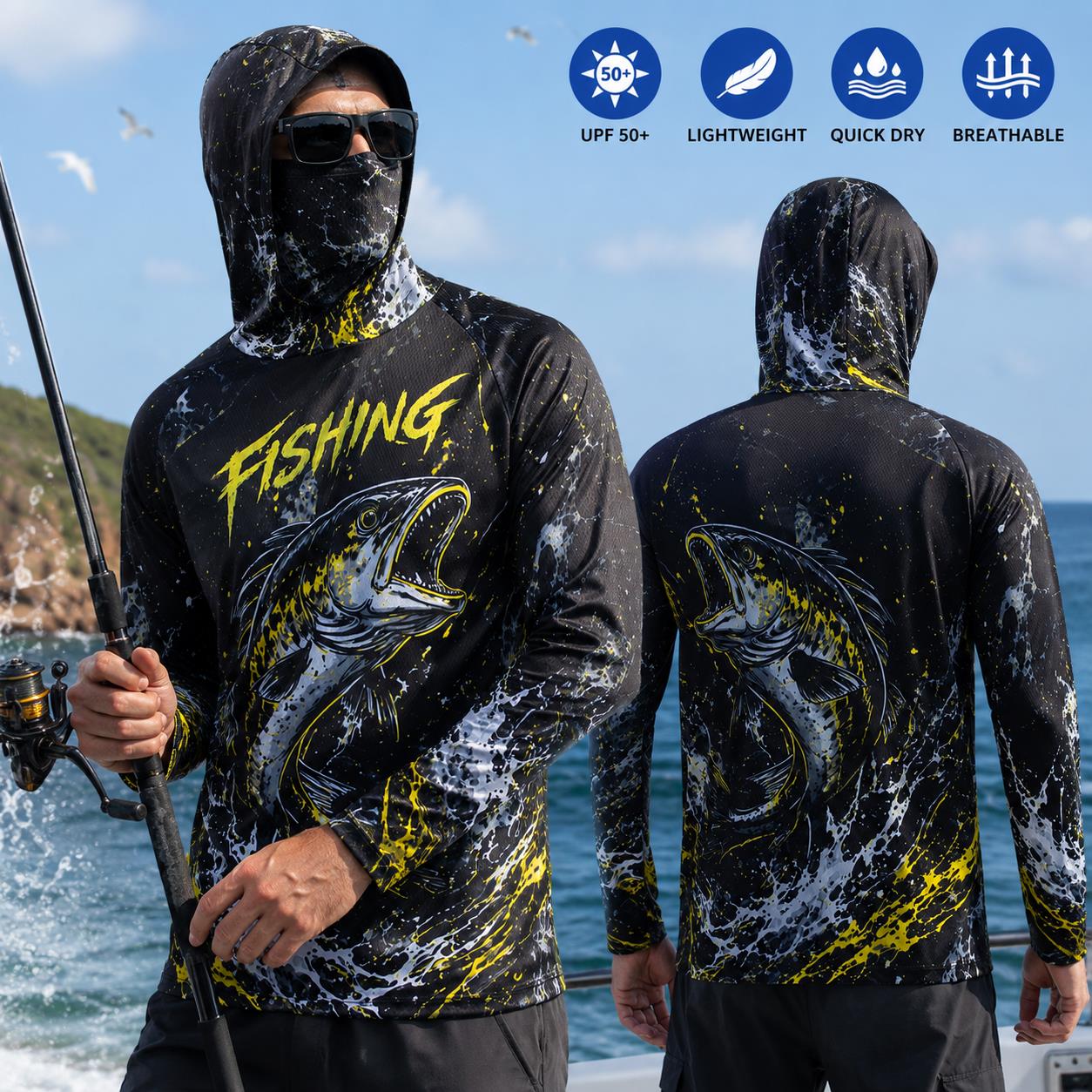 Quick Dry Breathable Men Fishi - Fishing Hoodie recension och pris